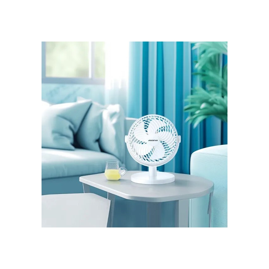 Aigostar - Stoni ventilator 3W/5V beli