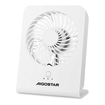 Aigostar - Stoni ventilator 5W/5V bela