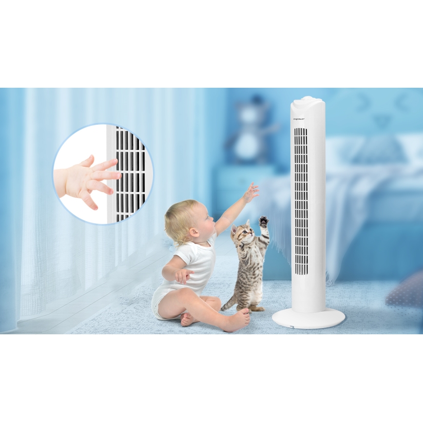 Aigostar - Stubasti ventilator 45W/230V bela