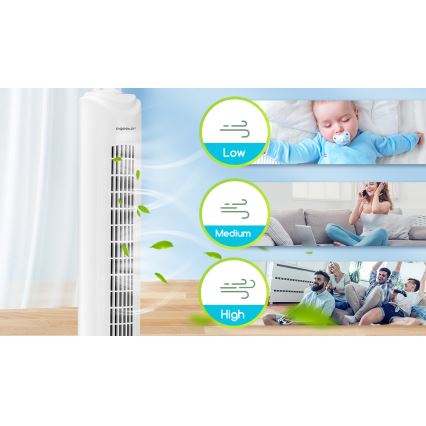Aigostar - Stubasti ventilator 45W/230V bela
