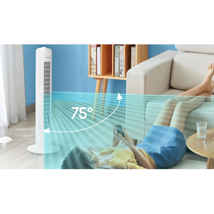 Aigostar - Stubasti ventilator 45W/230V bela
