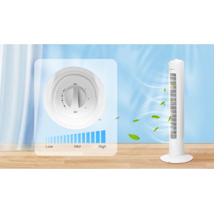 Aigostar - Stubasti ventilator 45W/230V bela