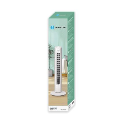 Aigostar - Stubasti ventilator 45W/230V bela