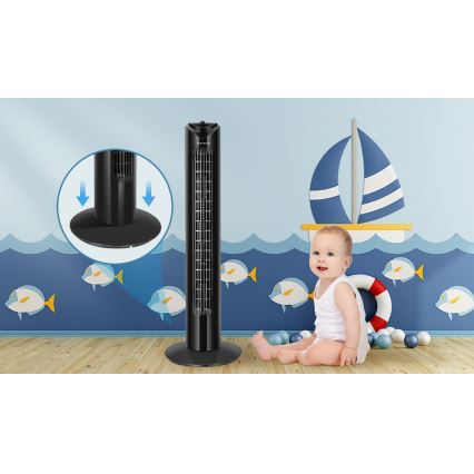 Aigostar - Stubasti ventilator 45W/230V crni