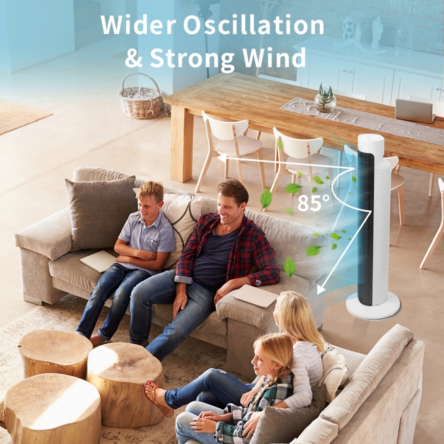 Aigostar - Stubni ventilator 45W/230V crna/bela