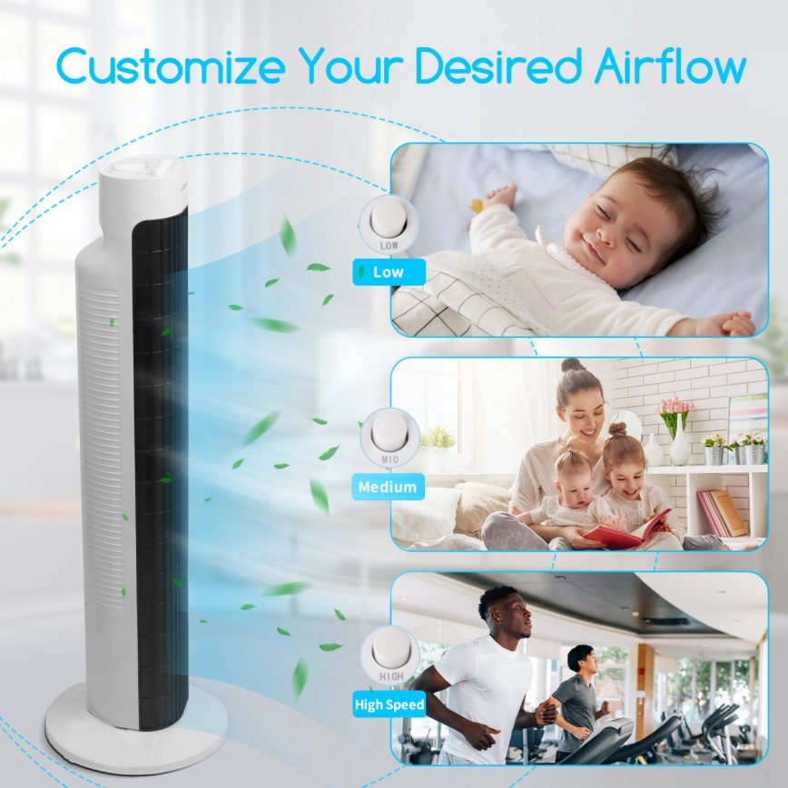 Aigostar - Stubni ventilator 45W/230V crna/bela