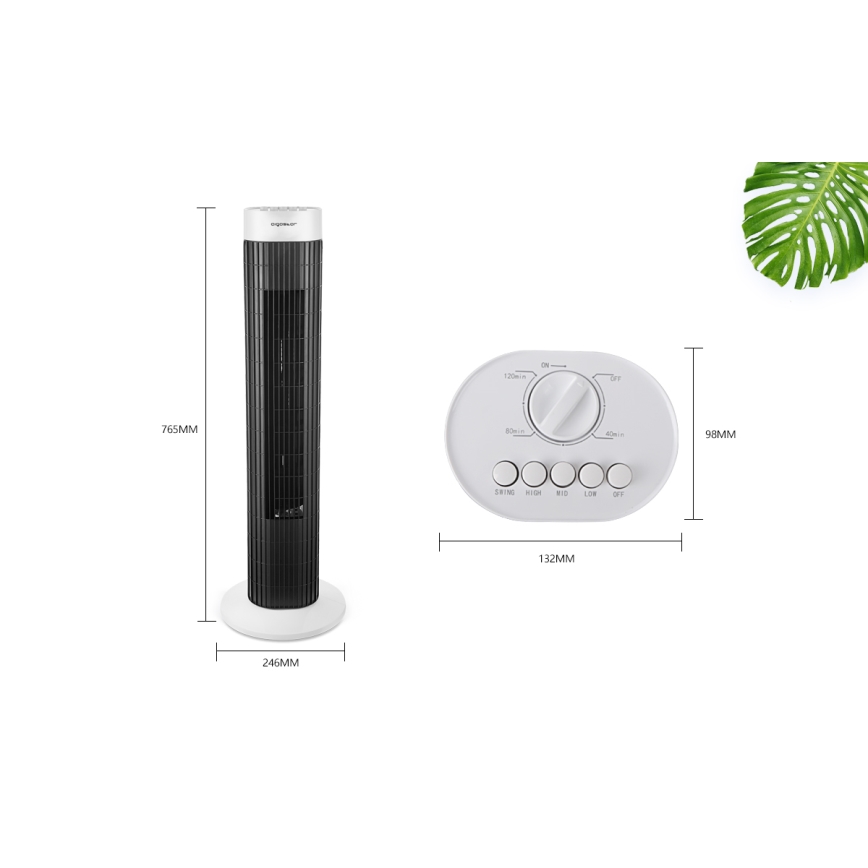 Aigostar - Stubni ventilator 45W/230V crna/bela