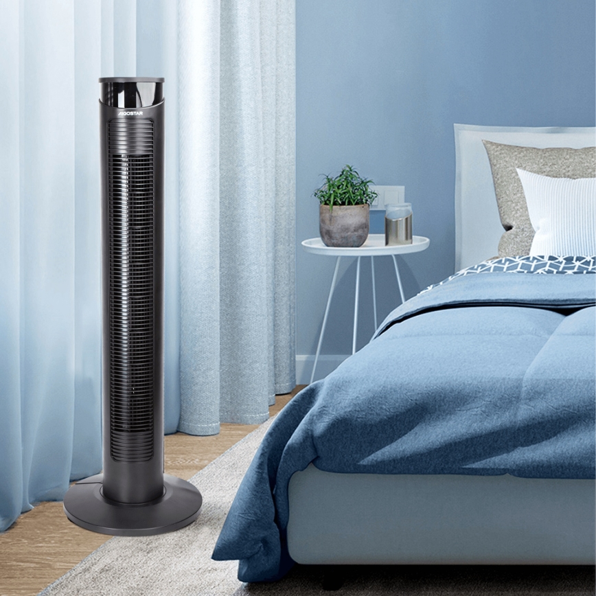 Aigostar - stubasti ventilator 45W/230V crni + daljinski upravljač