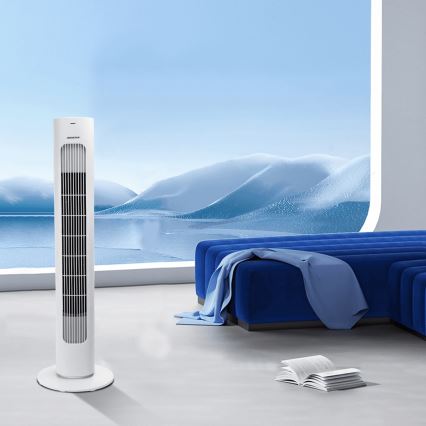 Aigostar - Stubni ventilator 50W/230V beli + daljinski upravljač