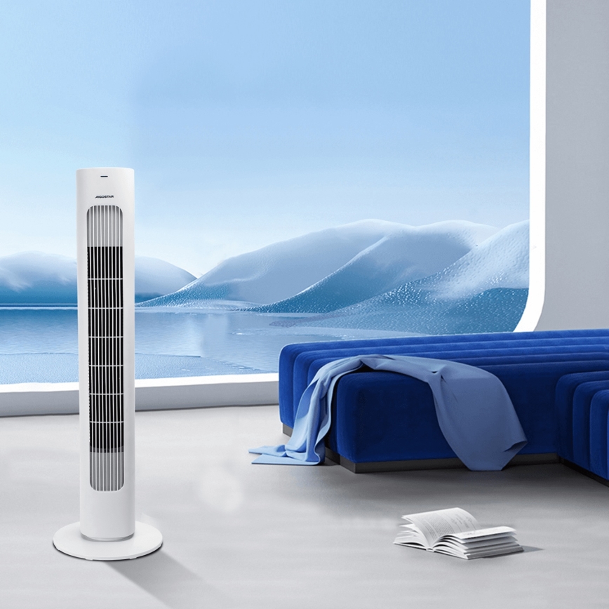 Aigostar - Stubni ventilator 50W/230V beli + daljinski upravljač