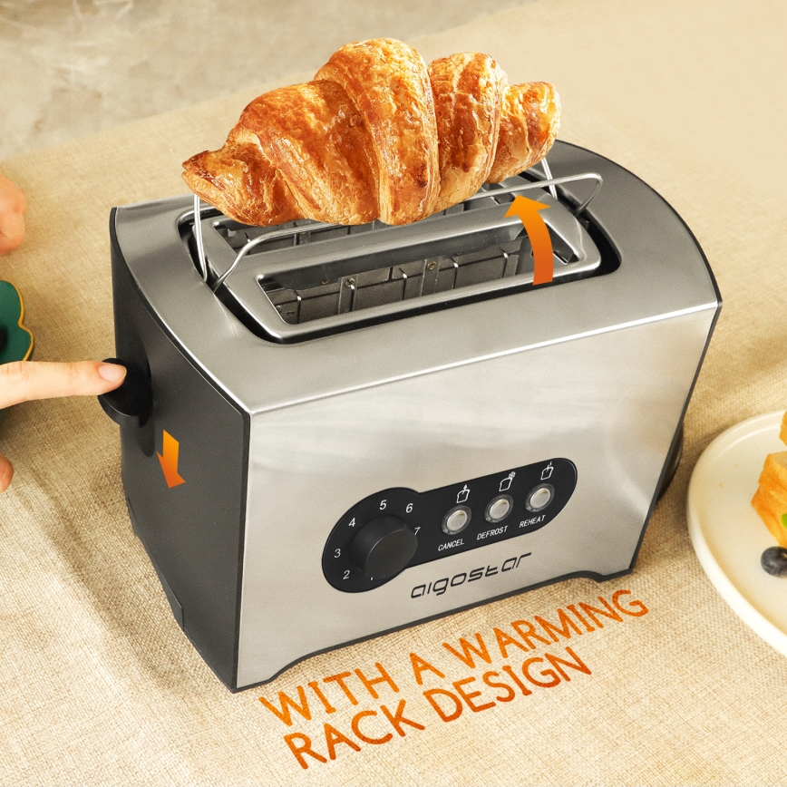 Aigostar - Toster sa dva otvora, 900 W/230 V, mat hrom