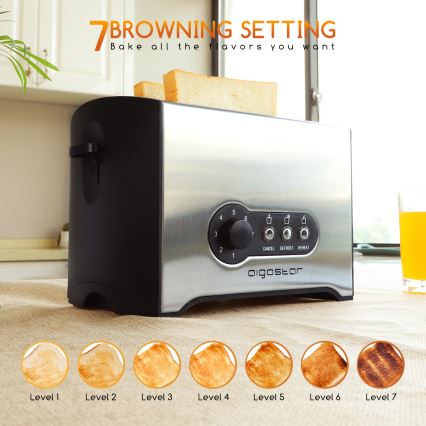 Aigostar - Toster sa dva otvora, 900 W/230 V, mat hrom