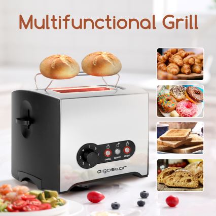 Aigostar - Toster sa dva otvora, 900 W/230 V, mat hrom