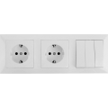 Aigostar - trostruki prekidač br. 3 i 2× SCHUKO utičnice 230 V sa ramom, bela