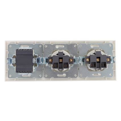Aigostar - trostruki prekidač br. 3 i 2× SCHUKO utičnice 230 V sa ramom, bela