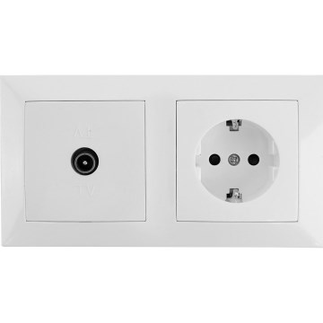 Aigostar - TV utičnica i SCHUKO utičnica 230 V sa okvirom, bela
