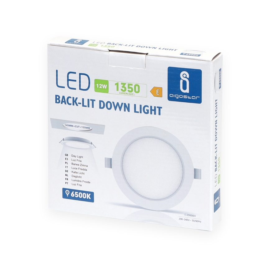 Aigostar - Ugradna LED svetiljka LED/12W/230V 6500K, prečnika 17,5 cm, bela