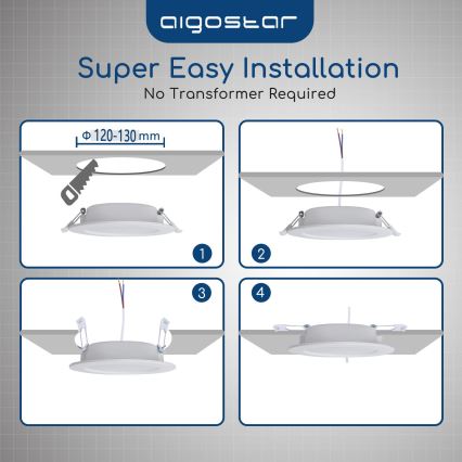 Aigostar - LED kupatilsko ugradno svetlo LED/15W/230V 4000K IP44 prečnik 14,5 cm bela