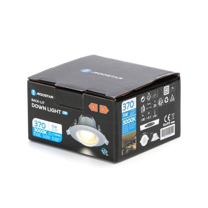 Aigostar - Ugradno LED svetlo LED/5W/230V 3000K prečnik 8,5 cm belo