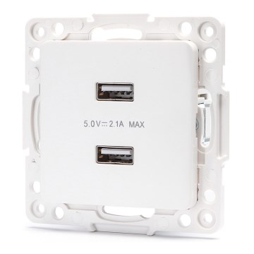 Aigostar - USB napajajuća utičnica bez okvira, 2x USB-A, bela