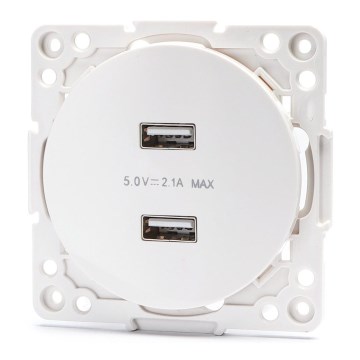 Aigostar - USB napajajuća utičnica bez okvira, 2x USB-A, bela