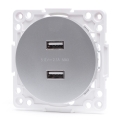 Aigostar - USB napajajuća utičnica bez okvira, 2x USB-A, srebrna