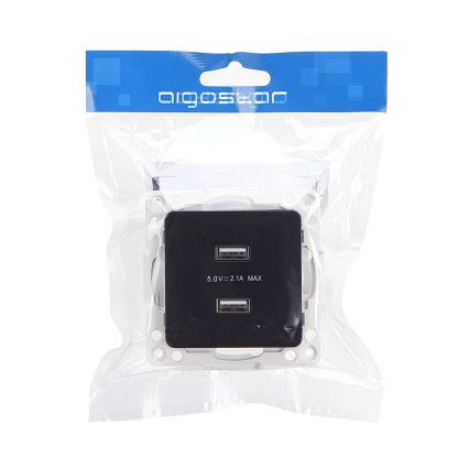 Aigostar - USB utičnica bez okvira 2x USB-A crna