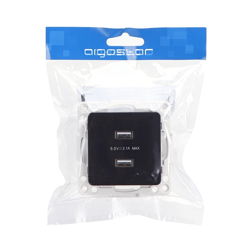 Aigostar - USB utičnica bez okvira 2x USB-A crna