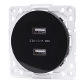 Aigostar - USB utičnica bez okvira, 2x USB-A, crna