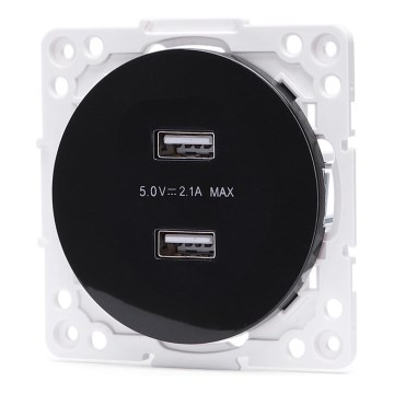 Aigostar - USB utičnica bez okvira, 2x USB-A, crna