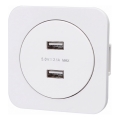 Aigostar - USB utičnica za napajanje sa ramom, 2x USB-A, bela