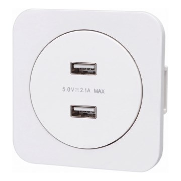 Aigostar - USB utičnica za napajanje sa ramom, 2x USB-A, bela