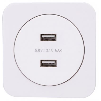 Aigostar - USB utičnica za napajanje sa ramom, 2x USB-A, bela