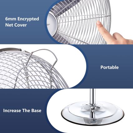 Aigostar - Stojeći ventilator 50W/230V, prečnika 44,8 cm, sjajni hrom
