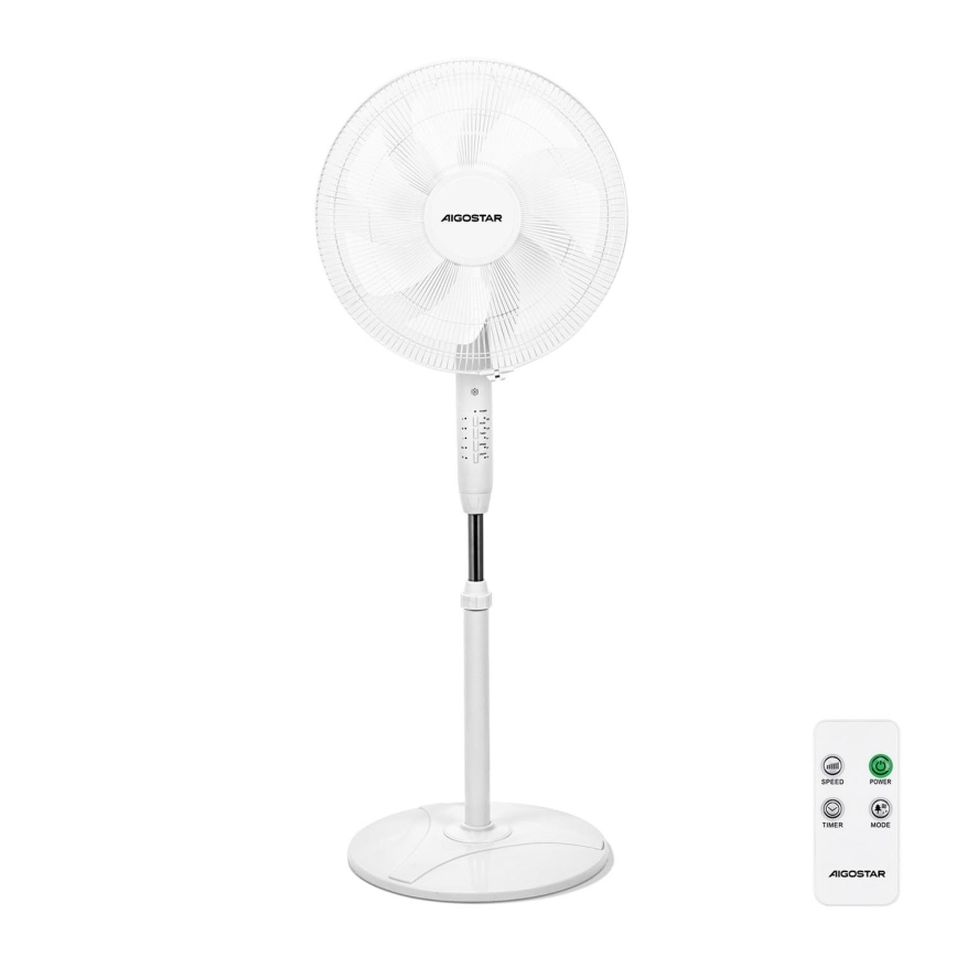 Aigostar - Ventilator na stalku 60W/230V prečnik 42 cm beo + daljinski upravljač