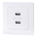 Aigostar - zidna USB utičnica sa okvirom, 2x USB-A, bela