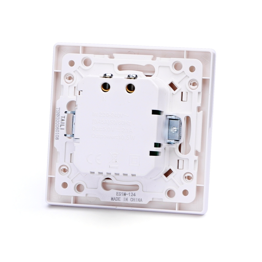 Aigostar - zidna USB utičnica sa okvirom, 2x USB-A, bela