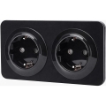 Aigostar - Zidna utičnica sa okvirom, 2x SCHUKO, 250V/16A, crna