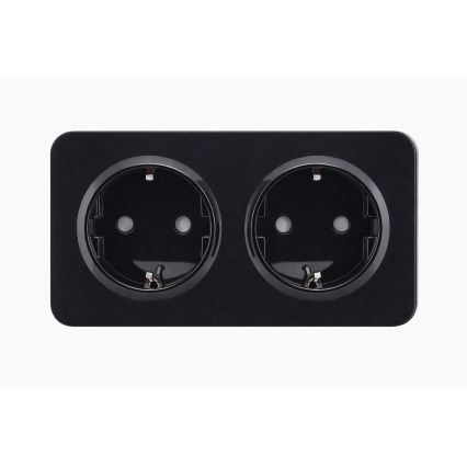 Aigostar - Zidna utičnica sa okvirom, 2x SCHUKO, 250V/16A, crna