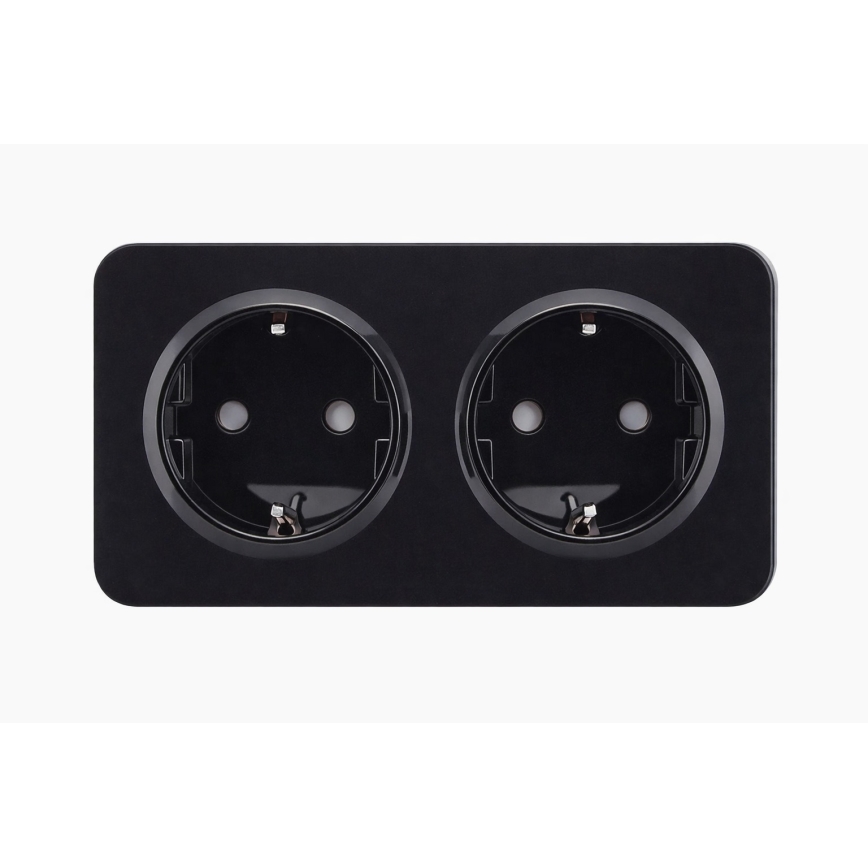 Aigostar - Zidna utičnica sa okvirom, 2x SCHUKO, 250V/16A, crna