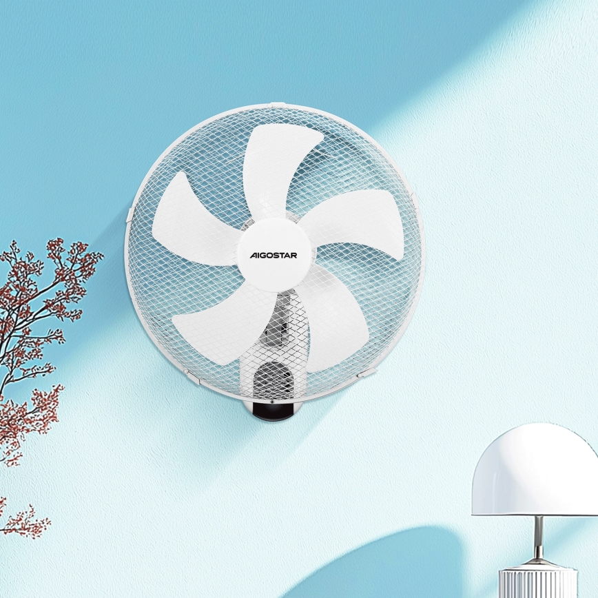 Aigostar -  Zidni ventilator 45W/230V beli + daljinski upravljač