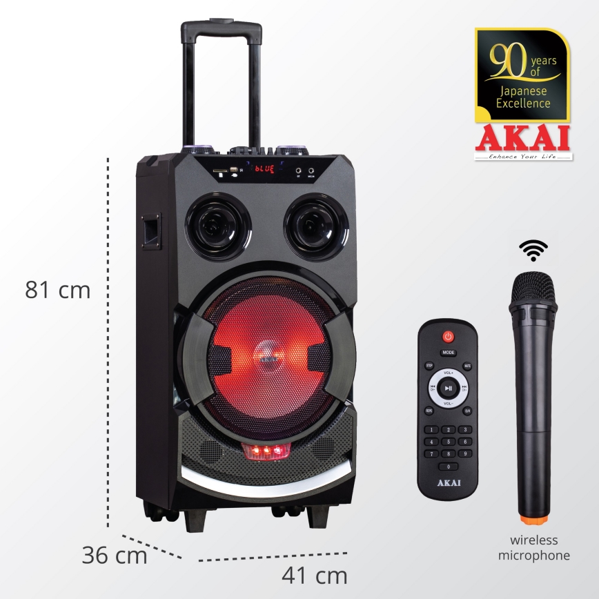 AKAI ABTS-112 - Bežični zvučnik 300W/230V 7000 mAh + daljinski upravljač