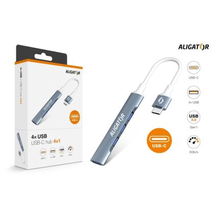 Aligator AHUB002 - USB-C adapter 4 u 1