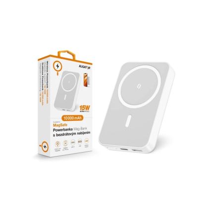 Aligator AMS04WT - Power bank sa bežičnim punjenjem Qi i MagSafe, 10000 mAh, 15W Power Delivery, crna