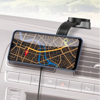 Aligator AMS07BK - Držač telefona za automobil sa savitljivim krakom MagSafe, crne boje