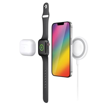 Aligator AMS08WT - Bežični MagSafe punjač 3u1 15W beo