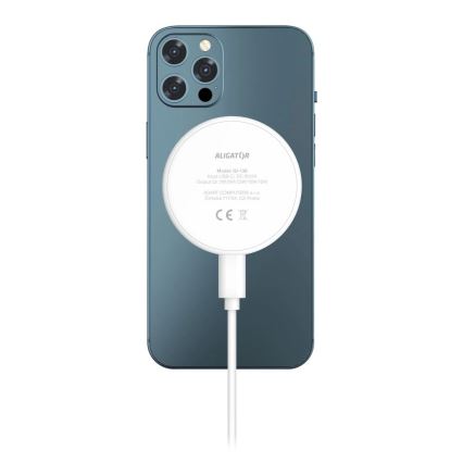 Aligator AMS08WT - Bežični MagSafe punjač 3u1 15W beo