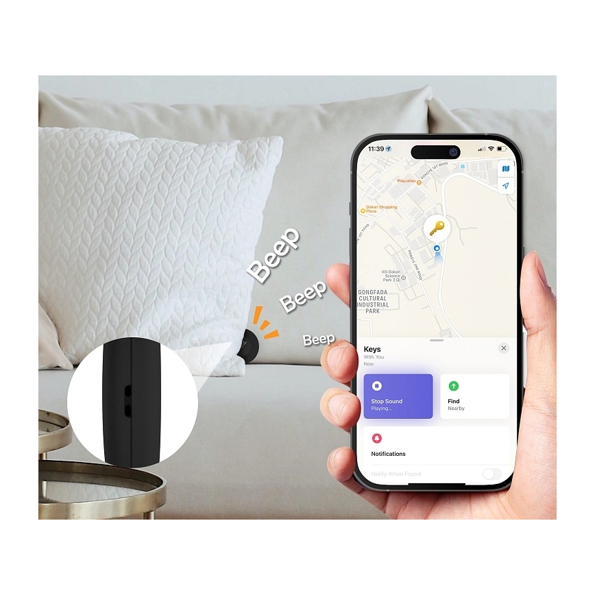 Aligator APD001 - Lokator Life Tag 1xCR2032 IP65 crna