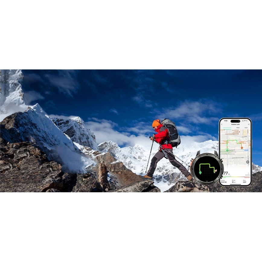 Aligator AW12BK - Pametni sat Watch sa GPS-om, baterija 500 mAh, IP69K, crne boje
