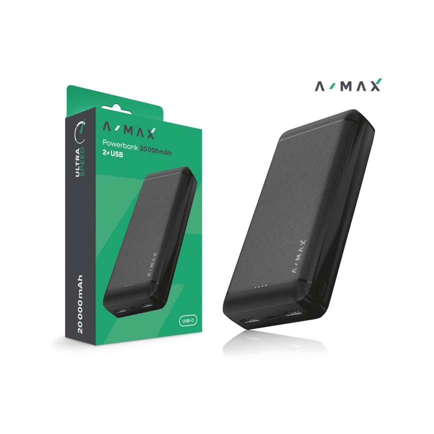 Aligator AX0004 - Prenosna baterija A-MAX 20000 mAh 3,7V crna